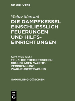 cover image of Die theoretischen Grundlagen Wärme, Verbrennung, Wärmeübertragung